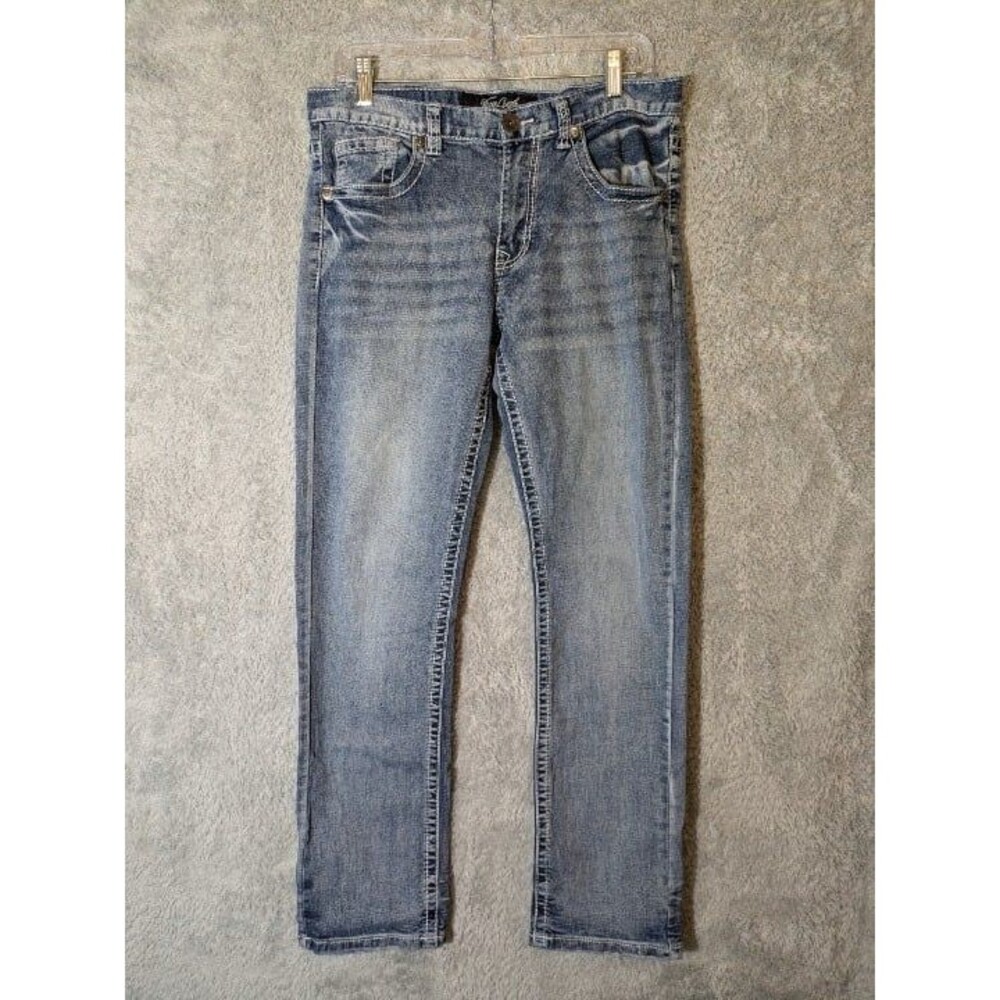 True Luck 32x32 Light Wash Straight Leg Jeans Whiskered Faded Y2K Skater